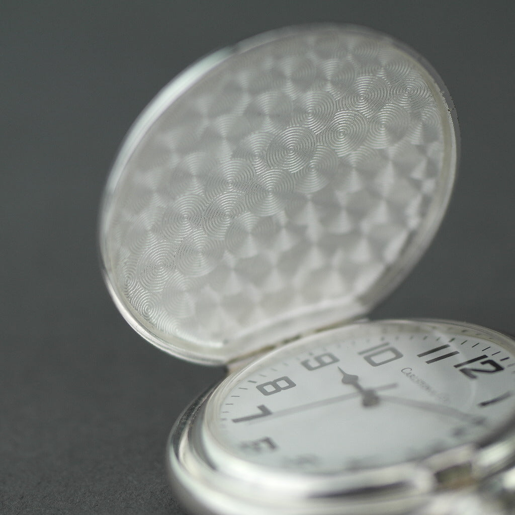 Carlston & Co Full Hunter Silver plated pocket watch with Arabic numerals