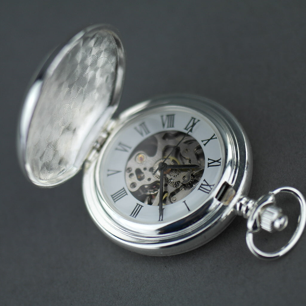 Express A1/A3 class Full Hunter Silver plated pocket watch with Roman numerals