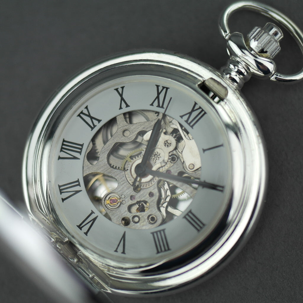 Express A1/A3 class Full Hunter Silver plated pocket watch with Roman numerals