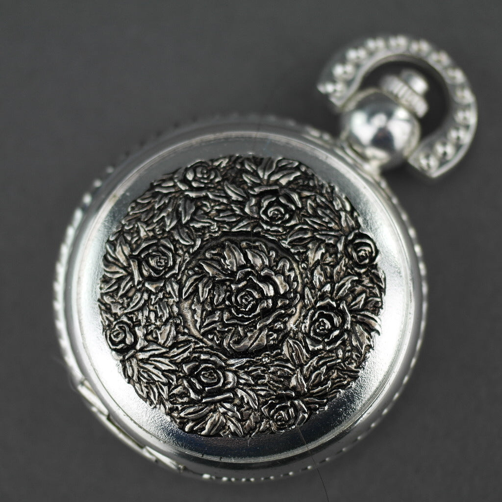 Sorge Full Hunter Silver plated pocket watch with Arabic numerals