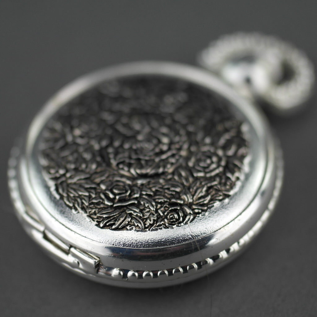 Sorge Full Hunter Silver plated pocket watch with Arabic numerals