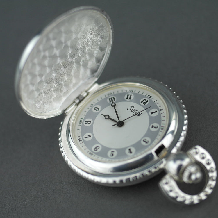 Sorge Full Hunter Reloj de bolsillo plateado con números arábigos
