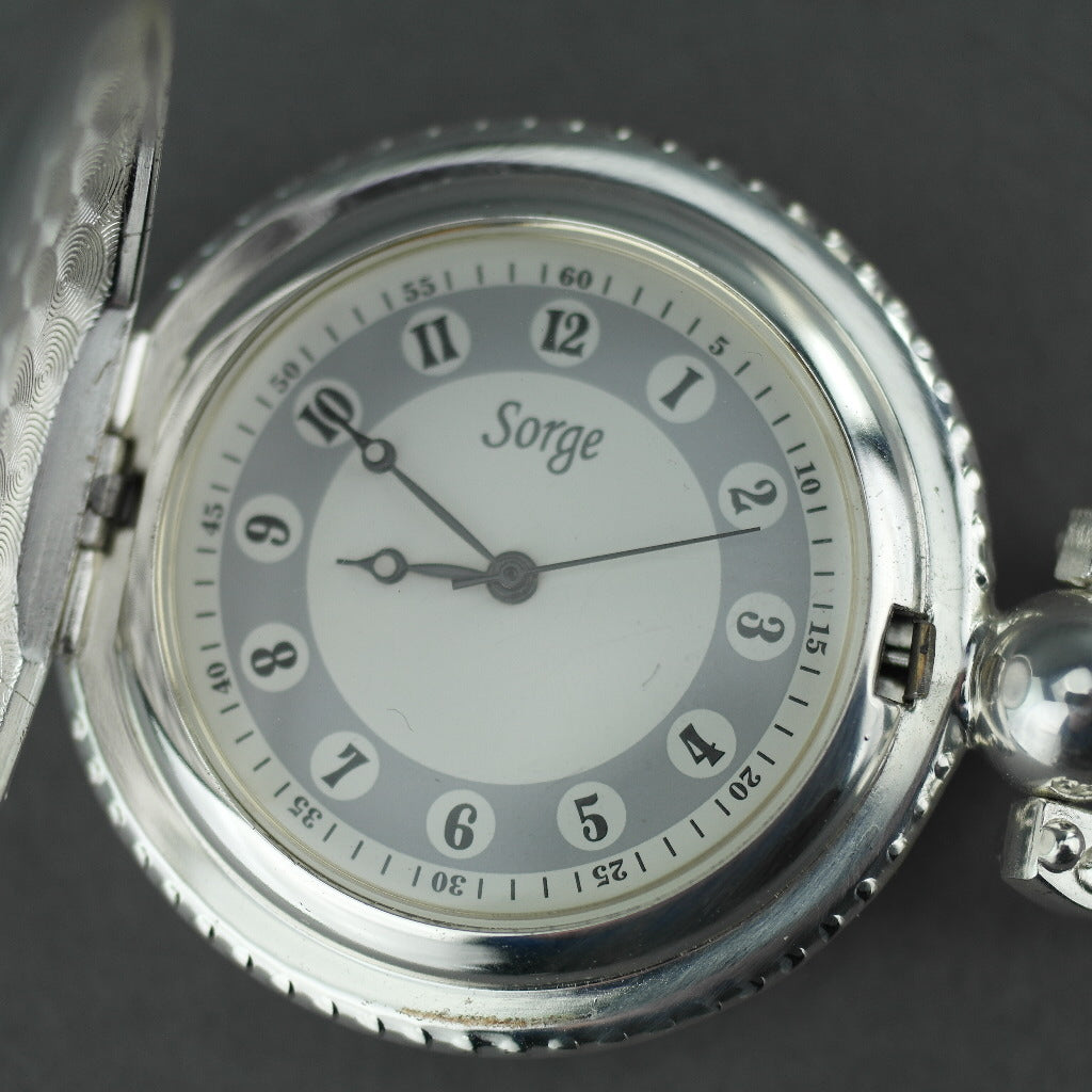 Sorge Full Hunter versilberte Taschenuhr mit arabischen Ziffern