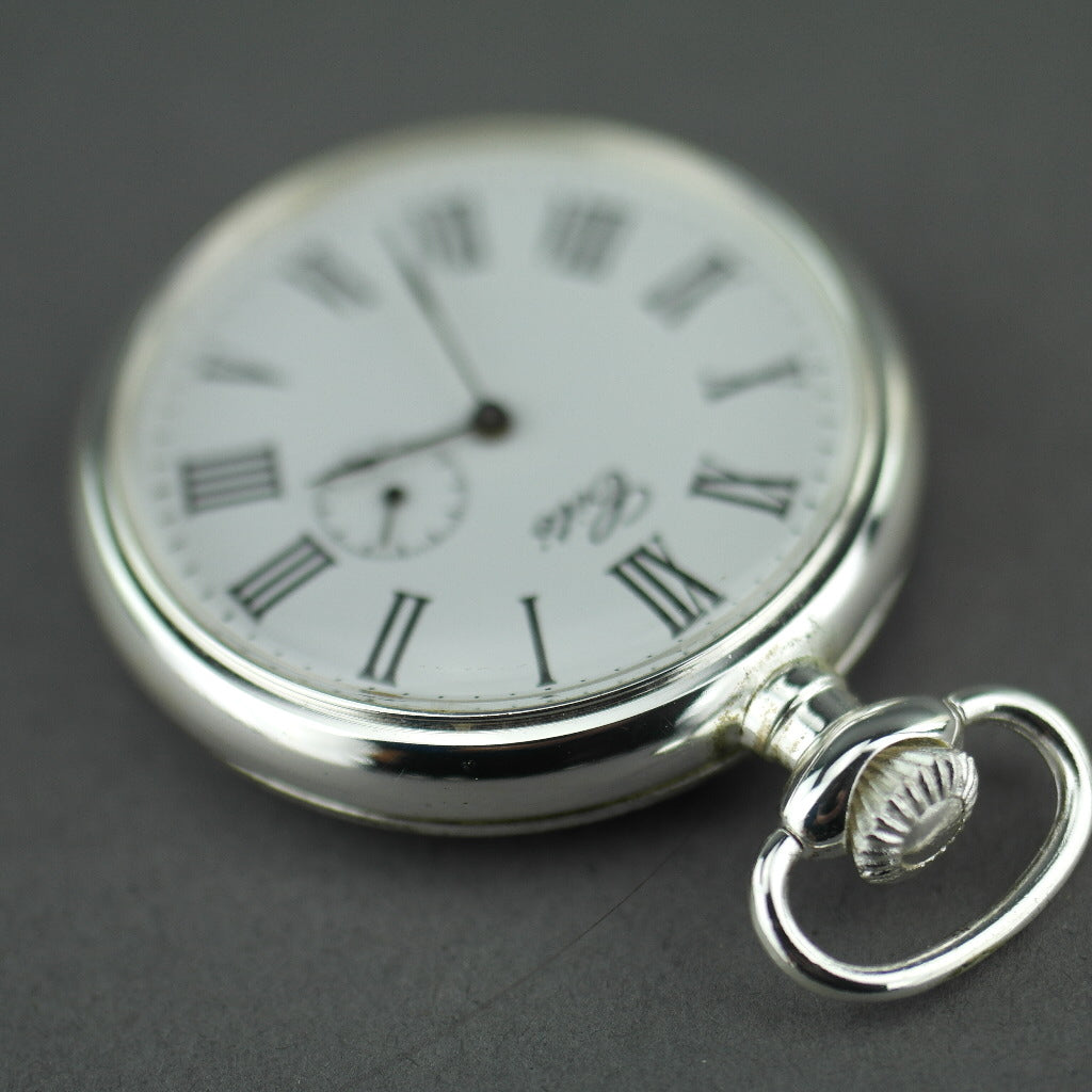 Cite open face Silver plated pocket watch with Roman numerals