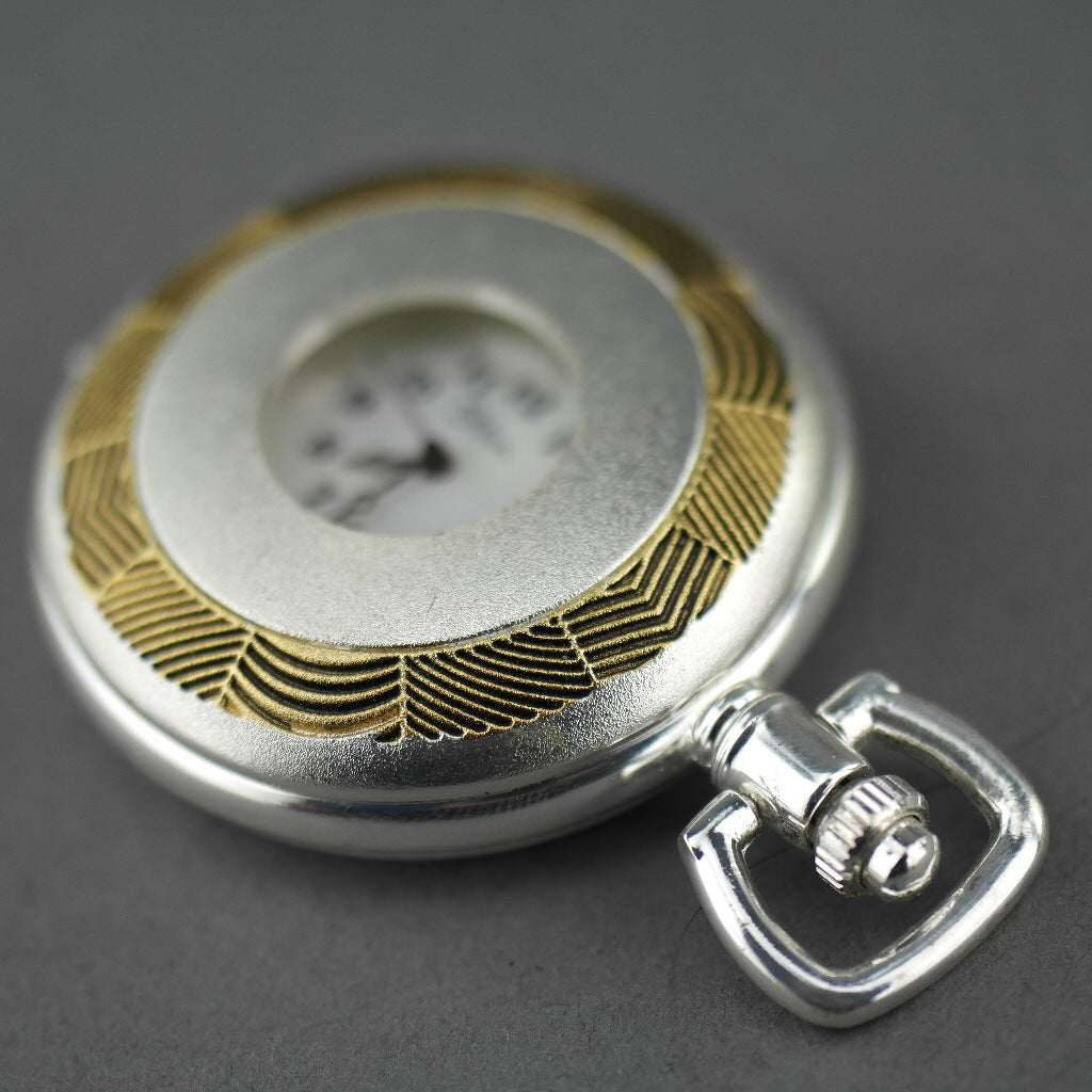 Half Hunter Silver plated pocket watch with Arabic numerals