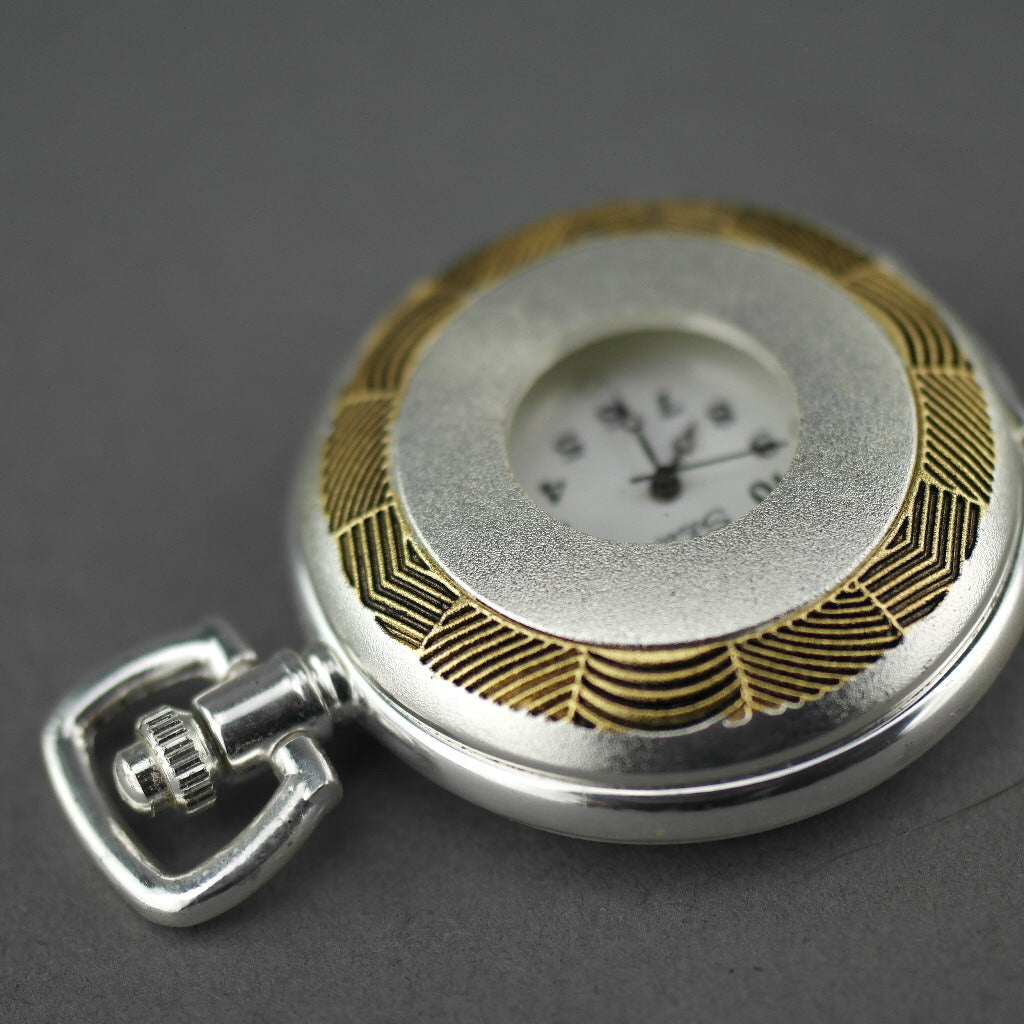 Half Hunter Silver plated pocket watch with Arabic numerals
