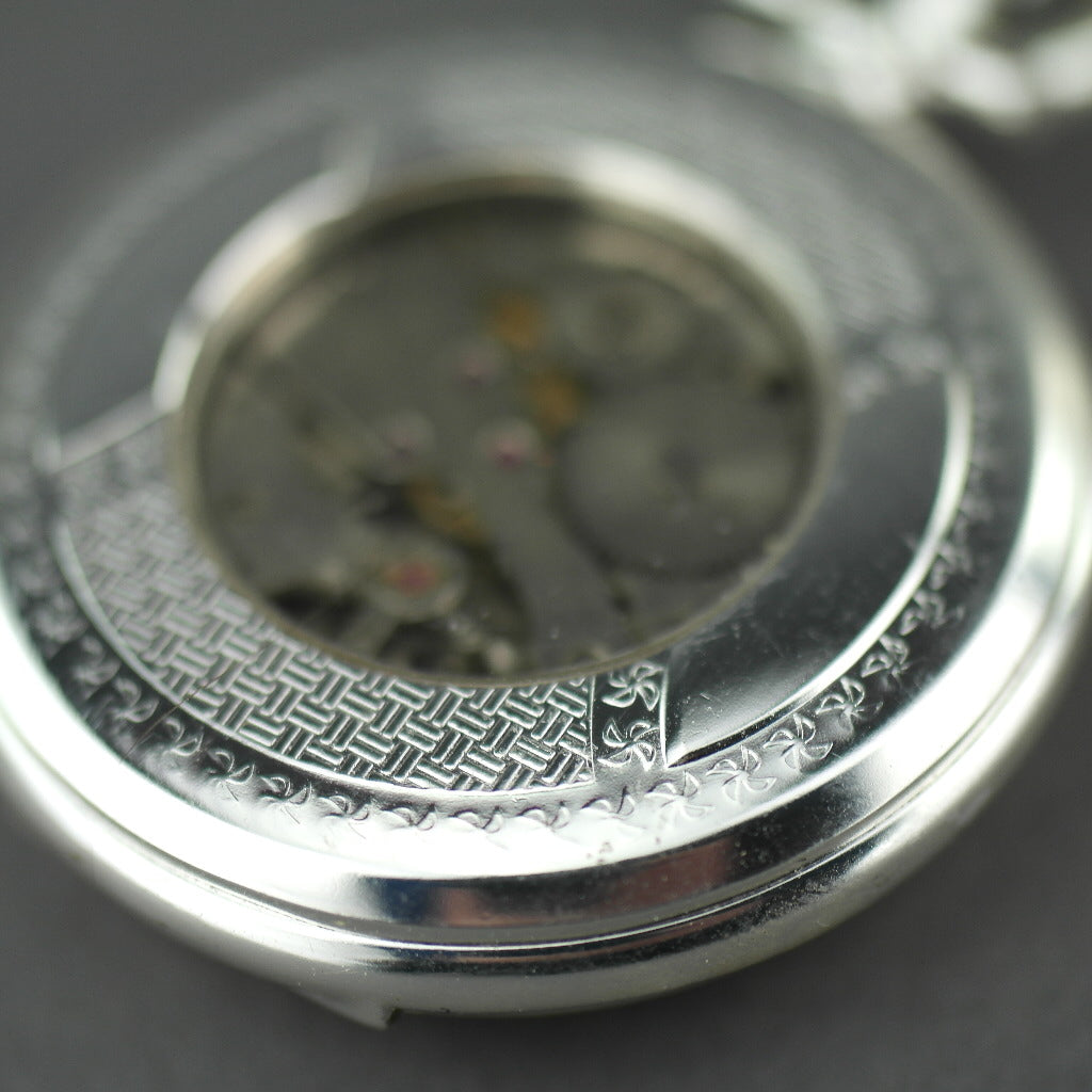 Half Hunter Silver plated pocket watch with Arabic numerals