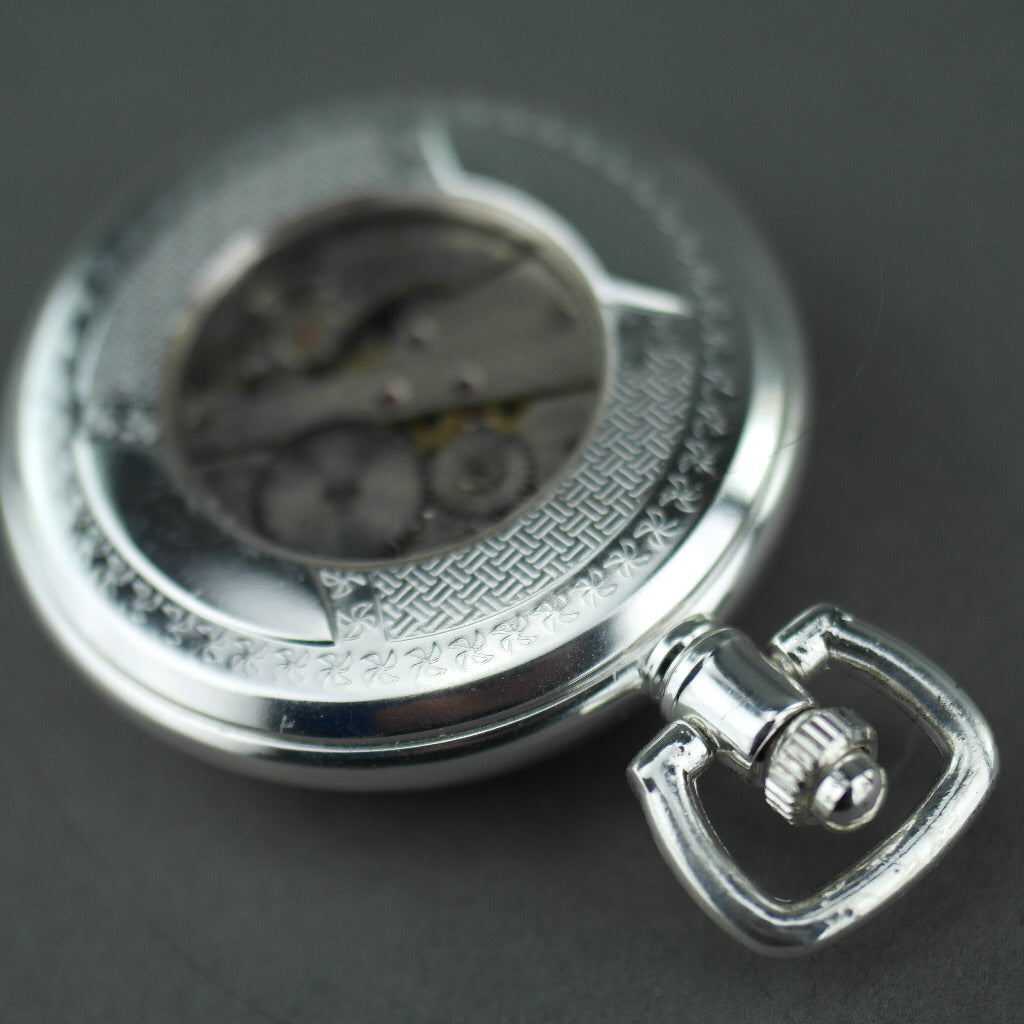 Half Hunter Silver plated pocket watch with Arabic numerals