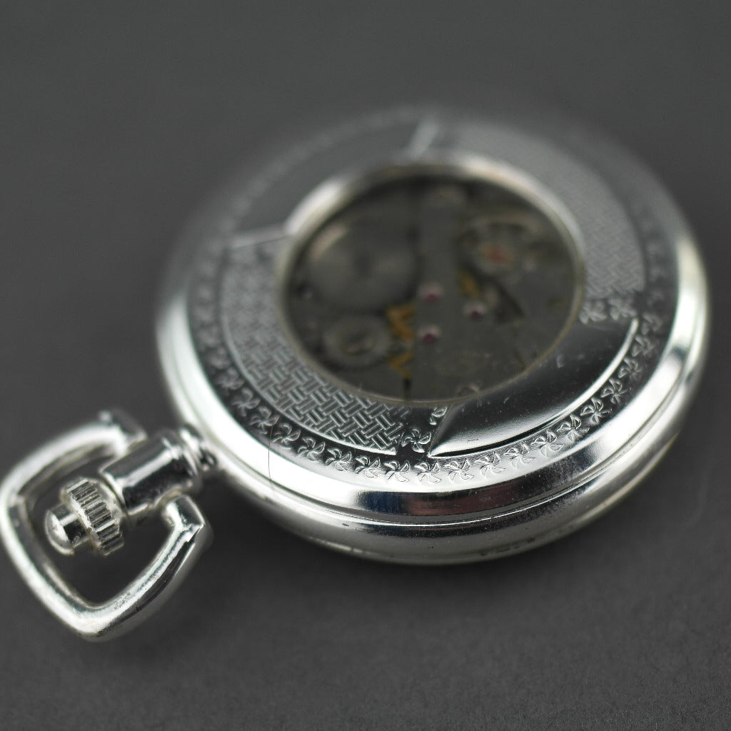 Half Hunter versilberte Taschenuhr mit arabischen Ziffern