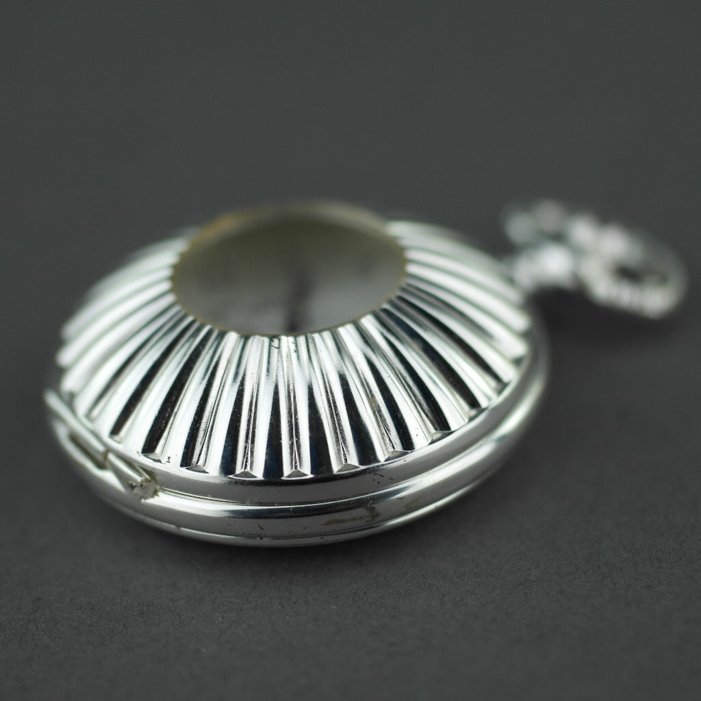 Tulip Half Hunter Silver plated pocket watch with Arabic numerals