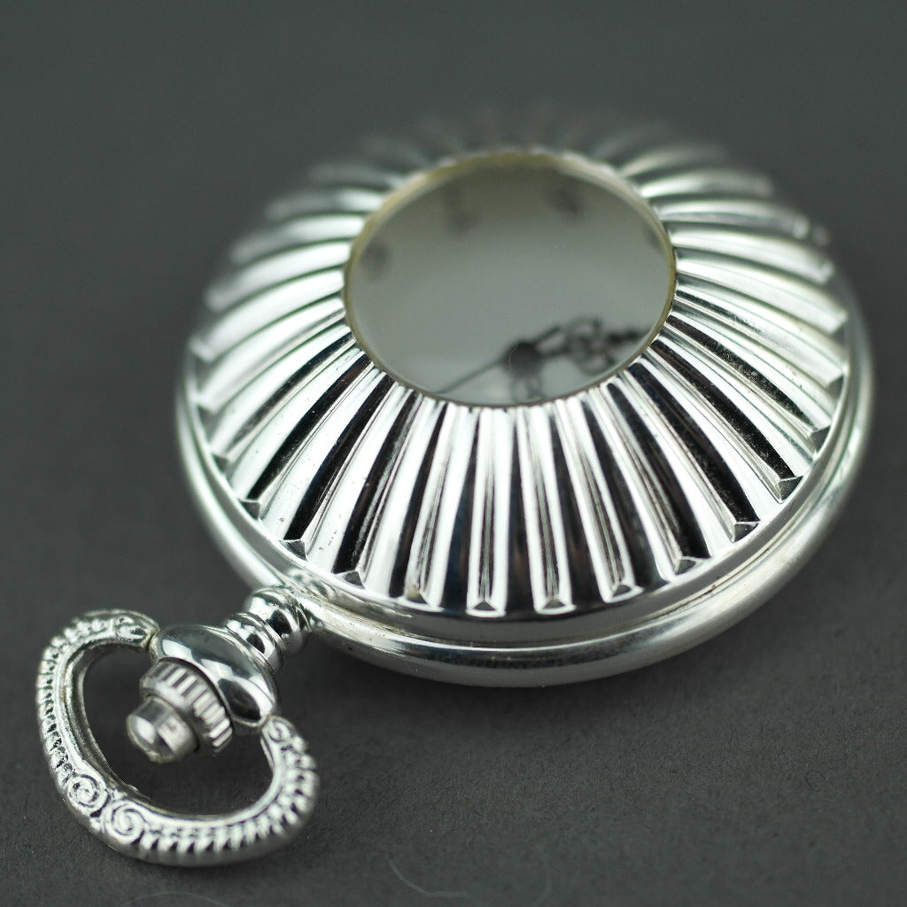 Tulip Half Hunter Silver plated pocket watch with Arabic numerals