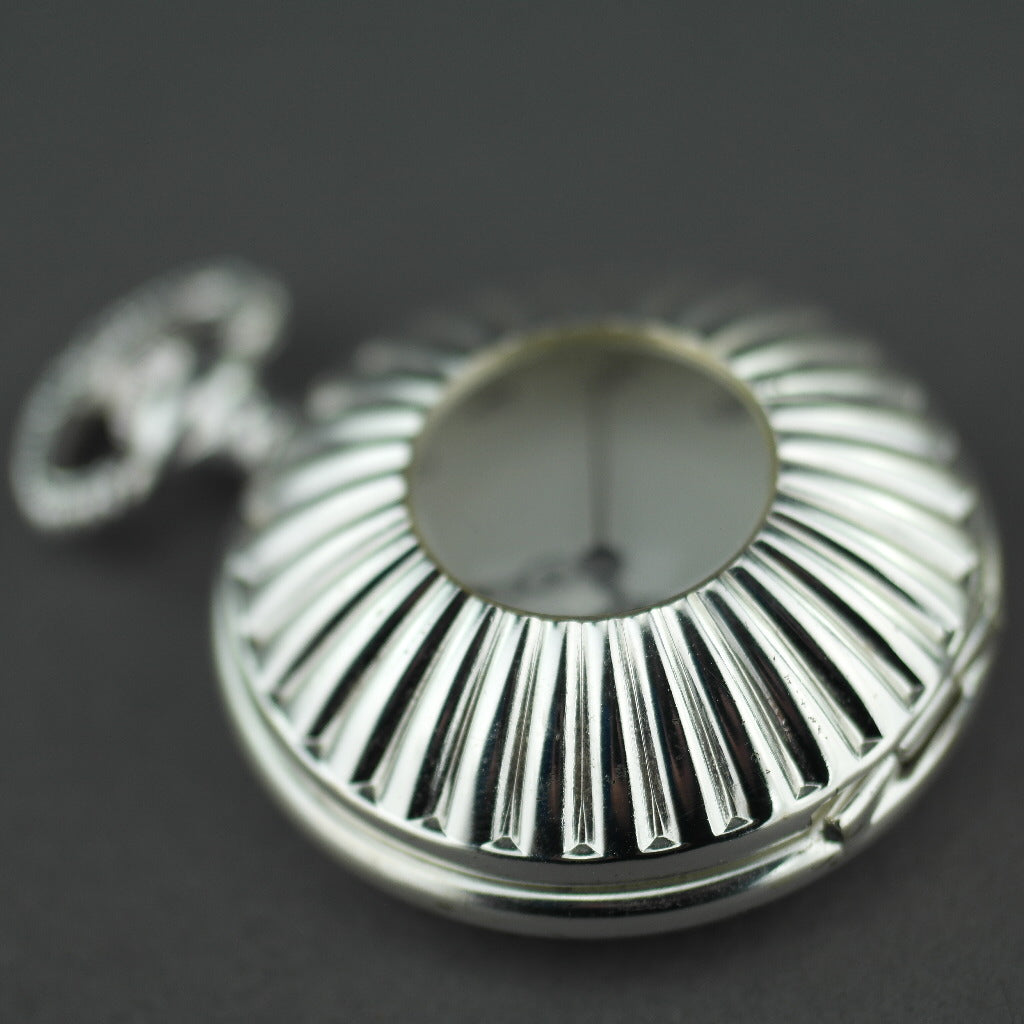 Tulip Half Hunter Silver plated pocket watch with Arabic numerals