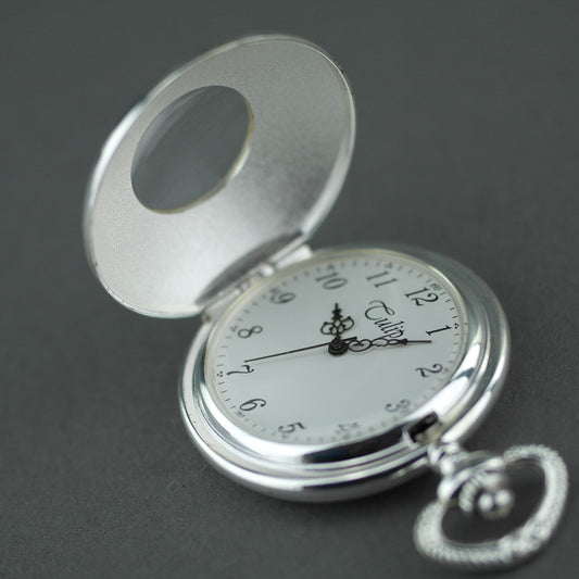 Tulip Half Hunter Reloj de bolsillo plateado con números arábigos