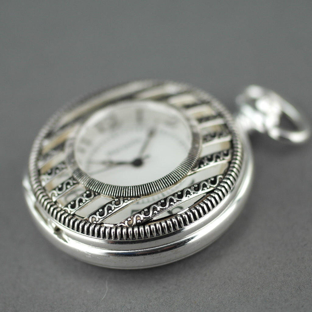 Marseille Half Hunter Silver plated pocket watch with Arabic numerals