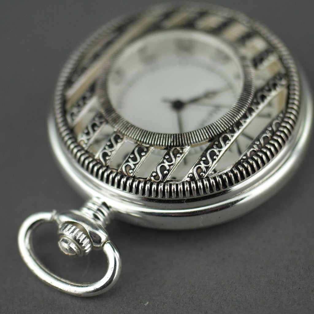 Marseille Half Hunter Silver plated pocket watch with Arabic numerals