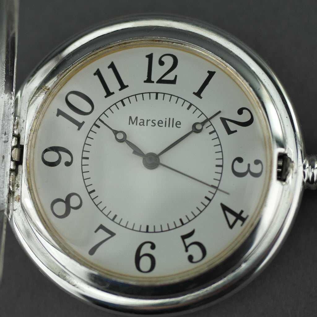 Marseille Half Hunter Silver plated pocket watch with Arabic numerals