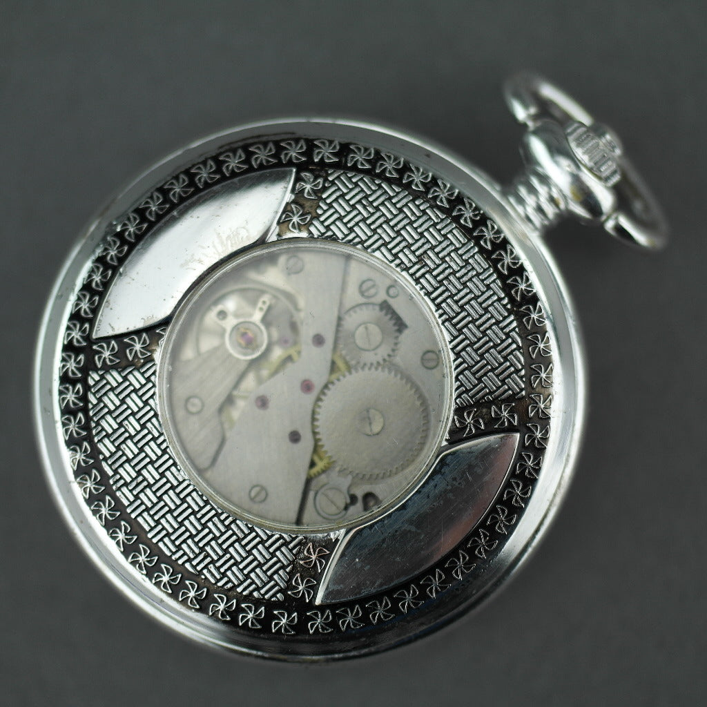 Marseille Half Hunter Silver plated pocket watch with Arabic numerals