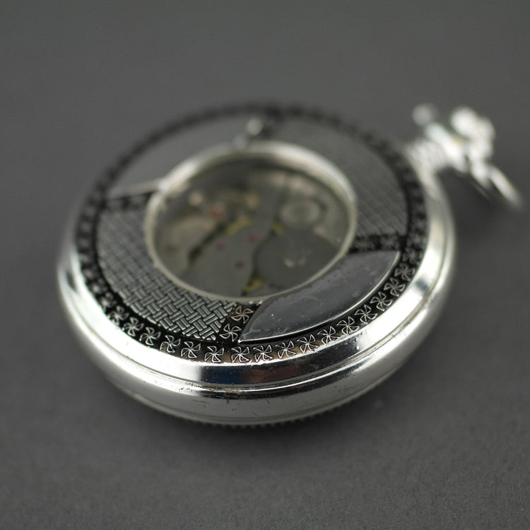 Marseille Half Hunter Silver plated pocket watch with Arabic numerals