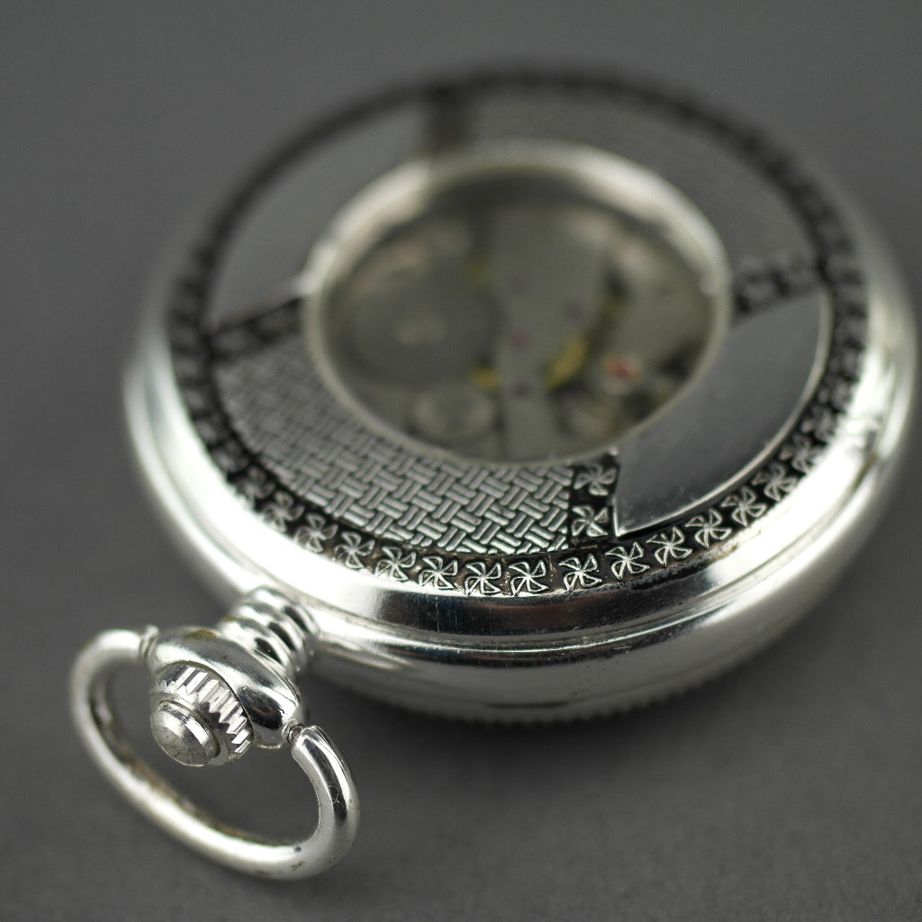 Marseille Half Hunter Silver plated pocket watch with Arabic numerals