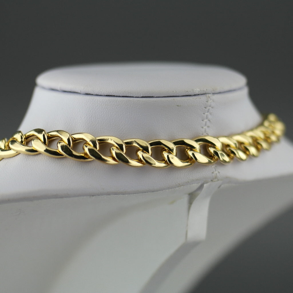 Dyadema Collar de cadena curvada con barra en T de plata de ley chapada en oro de 18 quilates hecho en Italia