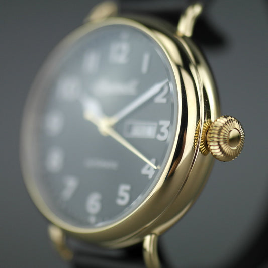 Reloj de pulsera Ingersoll The Trenton de cuarzo chapado en oro con números arábigos y correa de piel