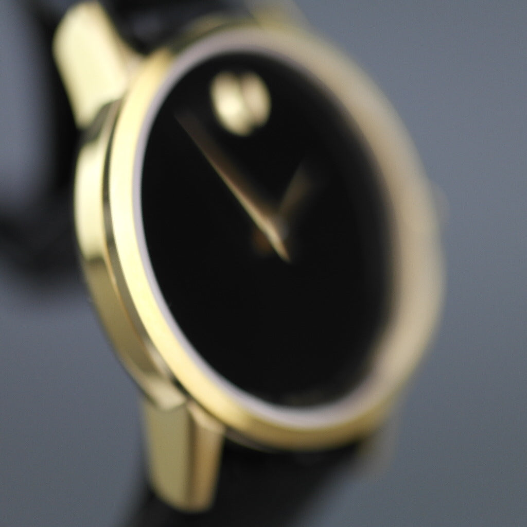 MOVADO Museum Classic Gold plated wrist watch with Leather strap