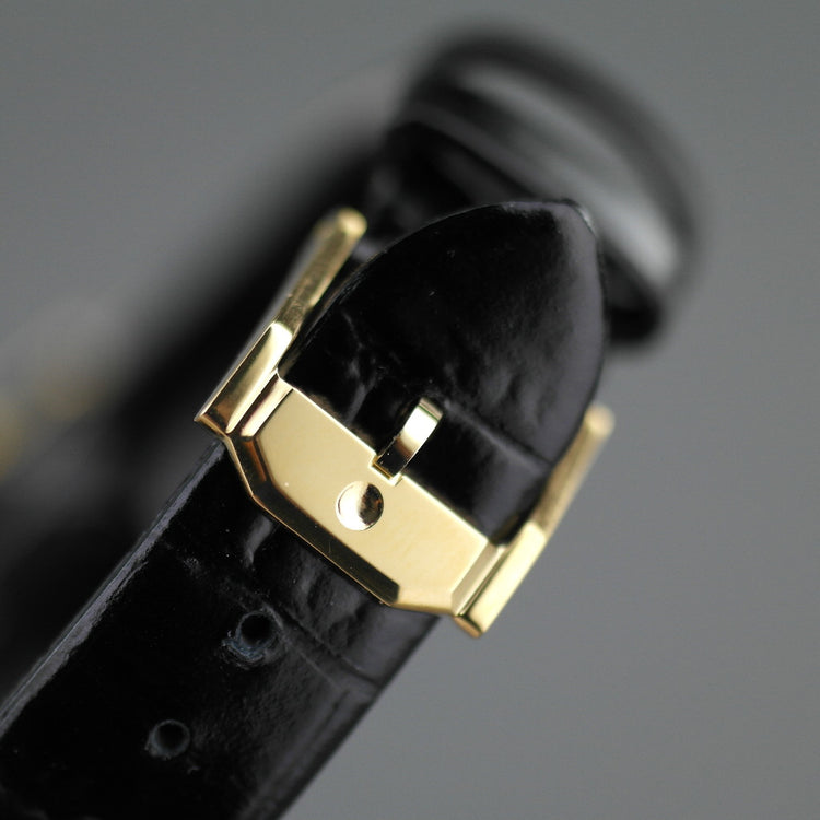 MOVADO Museum Classic Gold plated wrist watch with Leather strap