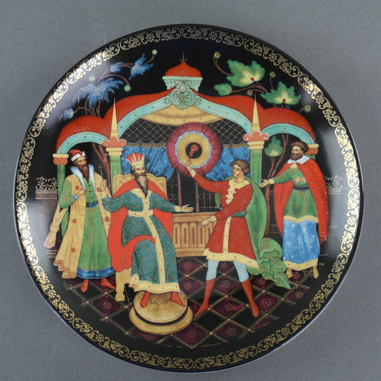 La conquista de Iván, plato de porcelana de cuentos rusos de Palekh Marsters de Rusia, decoración de pared