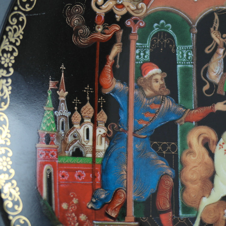 The Golden Bridle, plato de porcelana de cuentos rusos de Palekh Marsters de Rusia, Decoración de pared