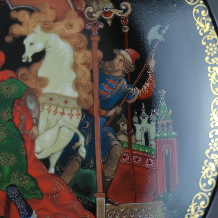 The Golden Bridle, Russian tales porcelain plate from Palekh Marsters of Russia, Wall Decor
