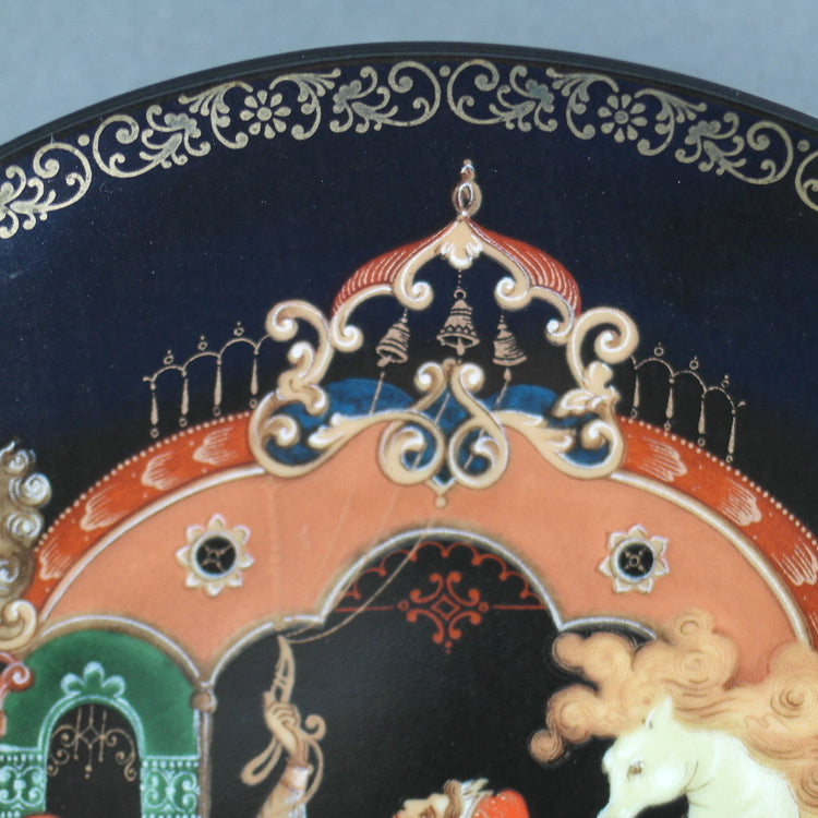 The Golden Bridle, Russian tales porcelain plate from Palekh Marsters of Russia, Wall Decor