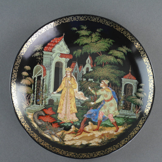 Elena the Fair, Russian tales porcelain plate from Palekh Marsters of Russia, Wall Decor