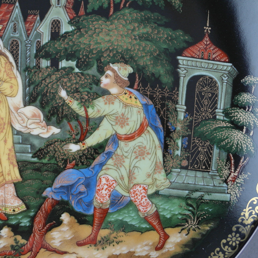 Elena la Bella, plato de porcelana de cuentos rusos de Palekh Marsters de Rusia, Decoración de pared