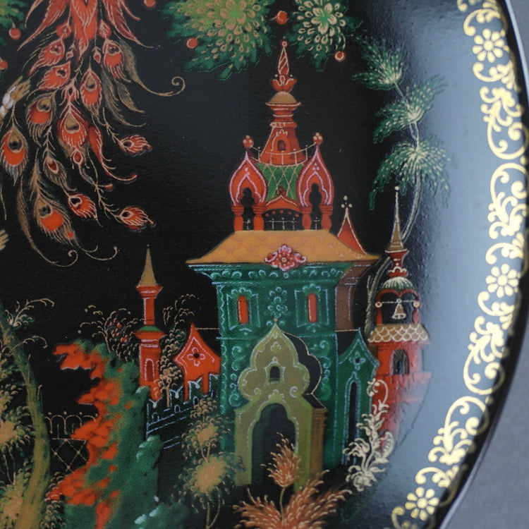 Der Zarewitsch und der Feuervogel, russischer Märchen-Porzellanteller von Palekh Marsters of Russia, Wanddekoration