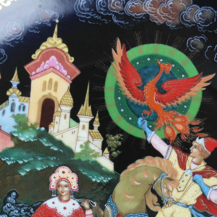 Princess Elena and Ivan, Russian tales porcelain plate from Palekh Marsters of Russia, Wall Decor