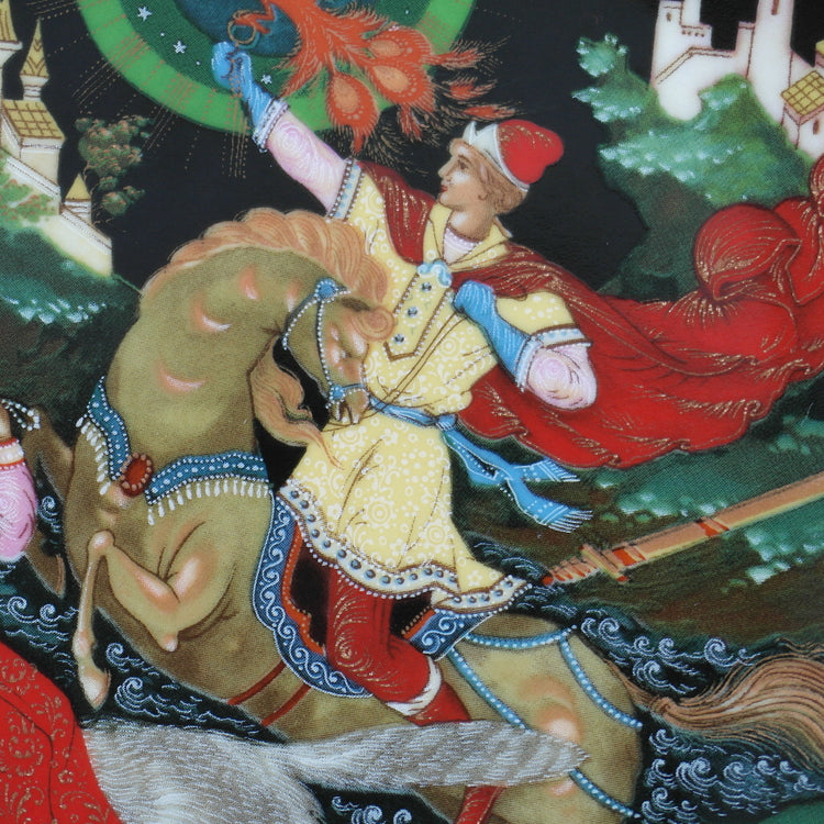 Prinzessin Elena und Ivan, russischer Märchen-Porzellanteller von Palekh Marsters of Russia, Wanddekoration