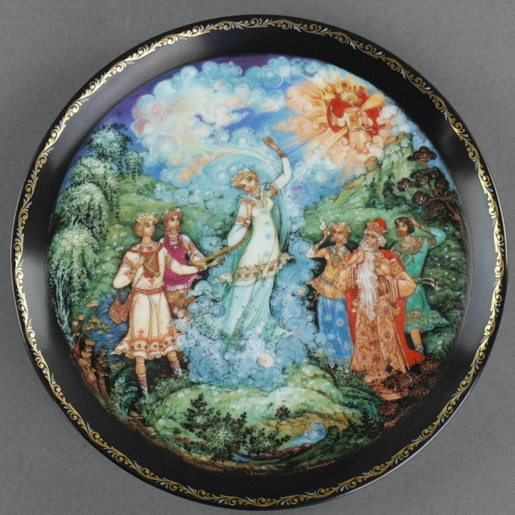 Love's Finale, Russian tales Porcelain Plate from Kholui Art Studio, Wall Decor