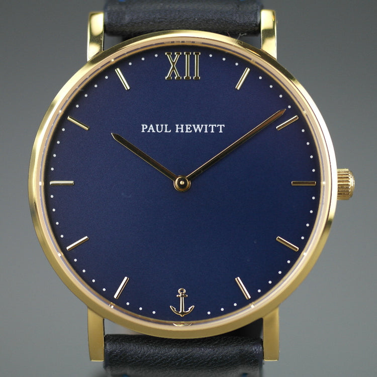 Reloj de pulsera superplano Paul Hewitt Sailor con movimiento suizo y correa de piel