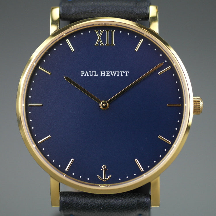 Paul Hewitt Sailor superflache Armbanduhr mit Schweizer Uhrwerk und Lederarmband