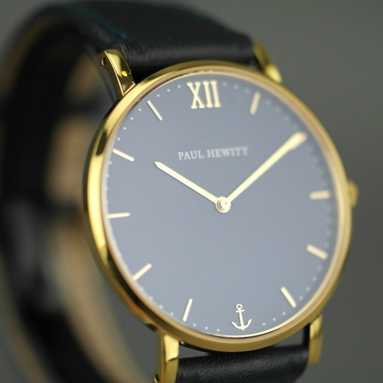 Paul Hewitt Sailor superflache Armbanduhr mit Schweizer Uhrwerk und Lederarmband