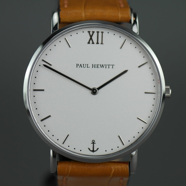 Paul Hewitt Sailor superflache Armbanduhr mit Schweizer Uhrwerk und Lederarmband