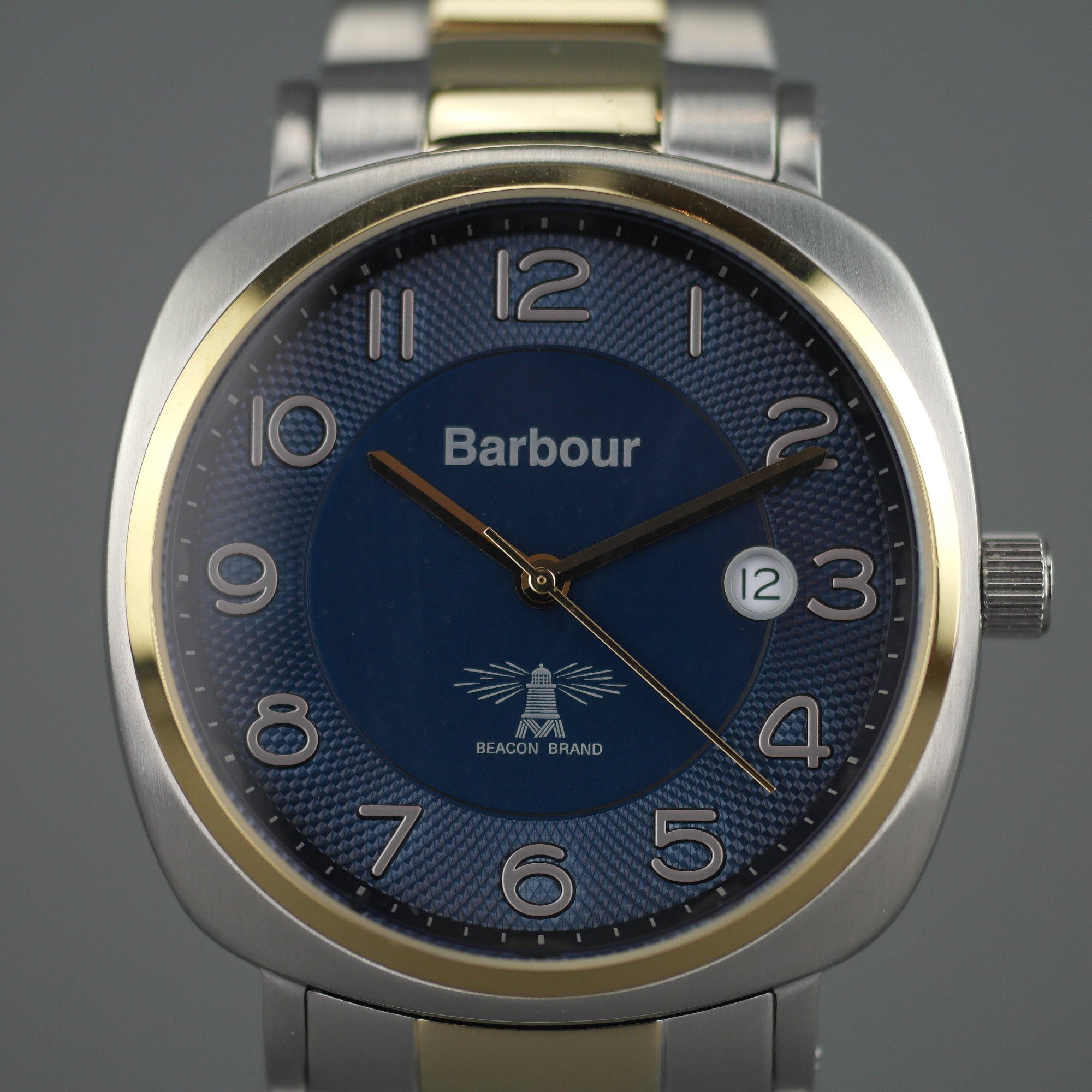 Barbour Beacon Drive Armbanduhr weiß blau mit Datum und Edelstahlarmband