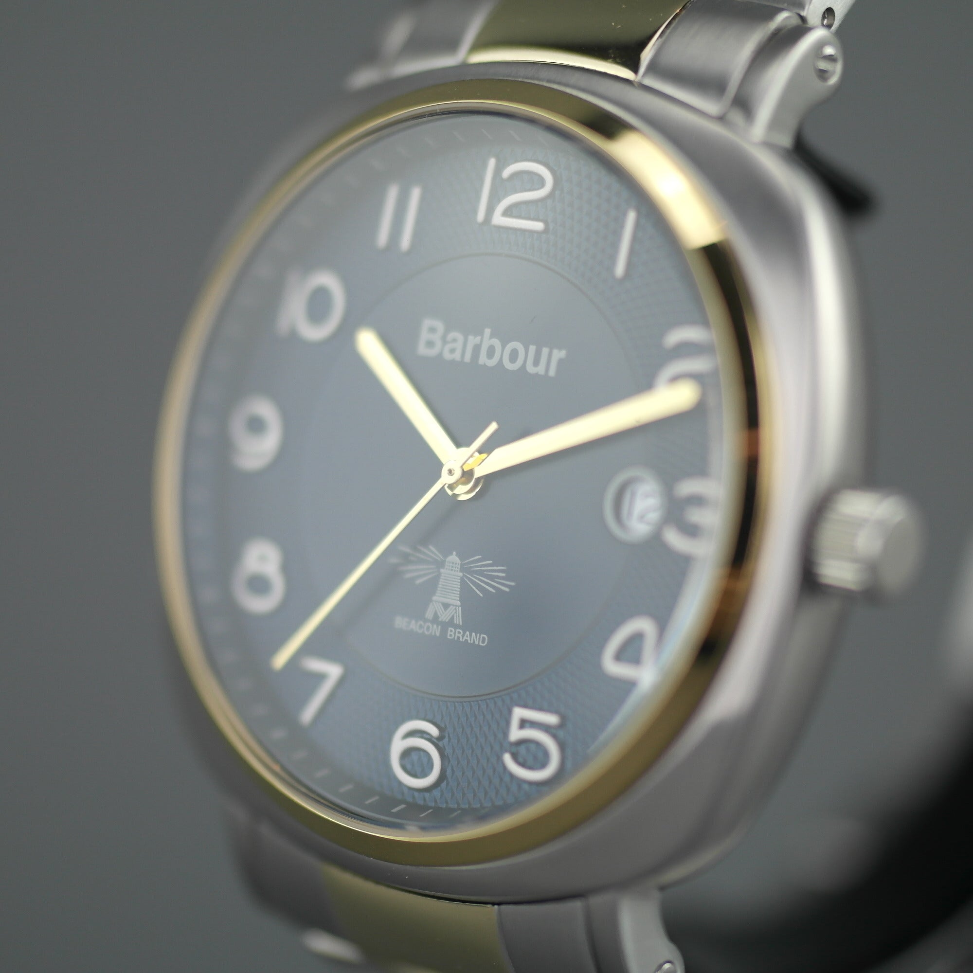 Barbour Beacon Drive Armbanduhr weiß blau mit Datum und Edelstahlarmband