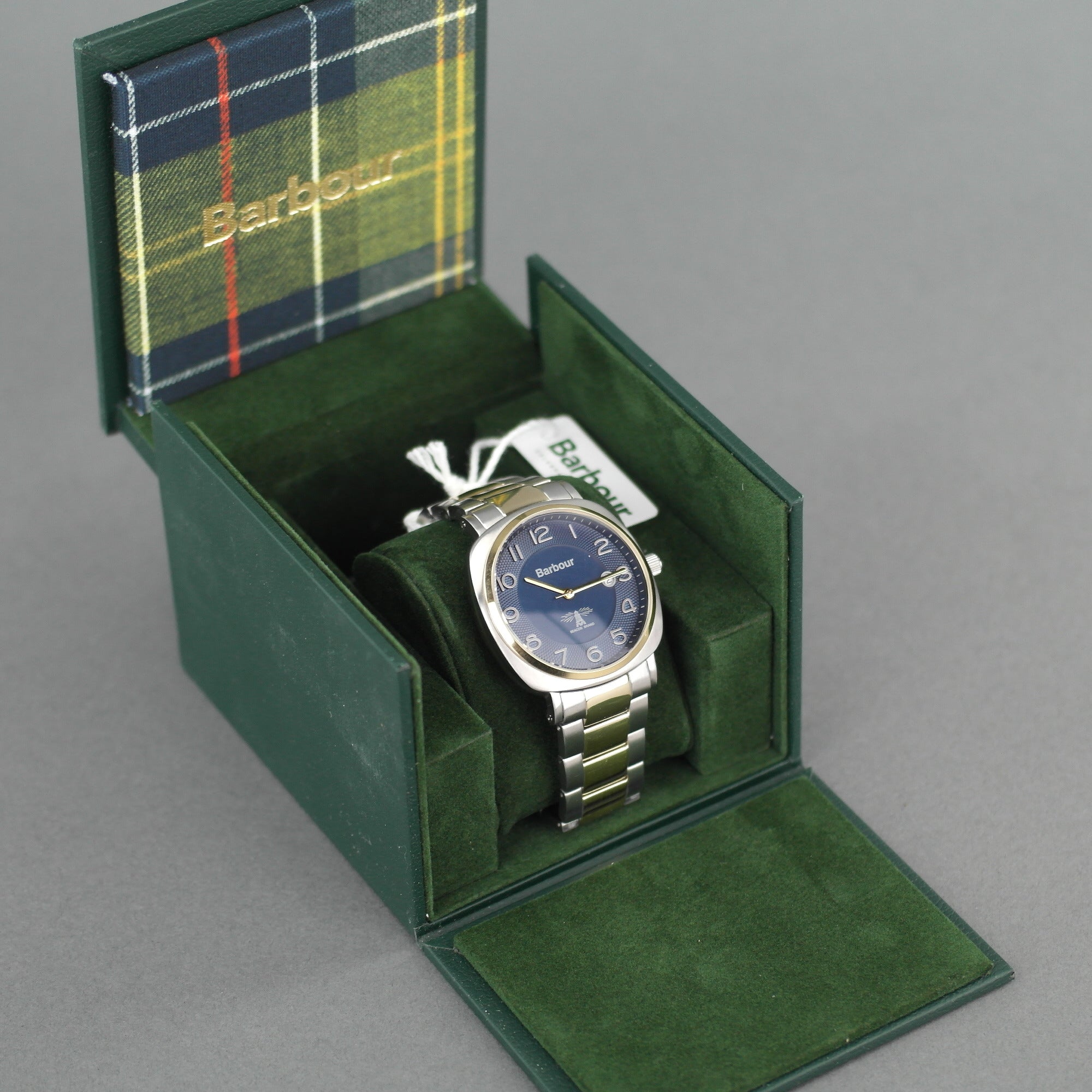 Barbour Beacon Drive Armbanduhr weiß blau mit Datum und Edelstahlarmband