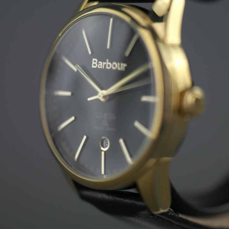 Barbour Leighton, eine ganz besondere vergoldete Herrenuhr mit Lederarmband 