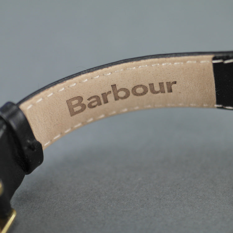 Barbour Leighton un reloj súper especial para caballero chapado en oro con correa de cuero 