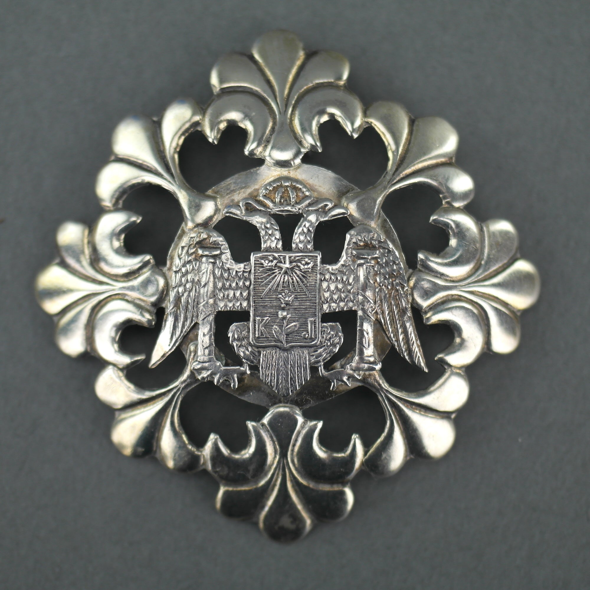 Antique Double Eagle pin Brooch with Coat of Arms of Lima, Peru - This is the true signal of the kings