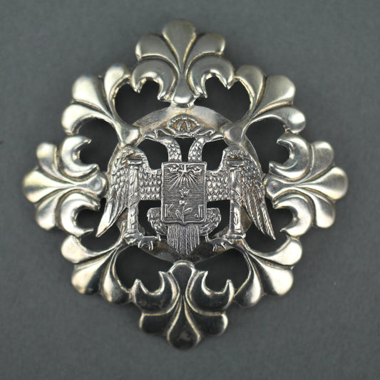 Antique Double Eagle pin Brooch with Coat of Arms of Lima, Peru - This is the true signal of the kings