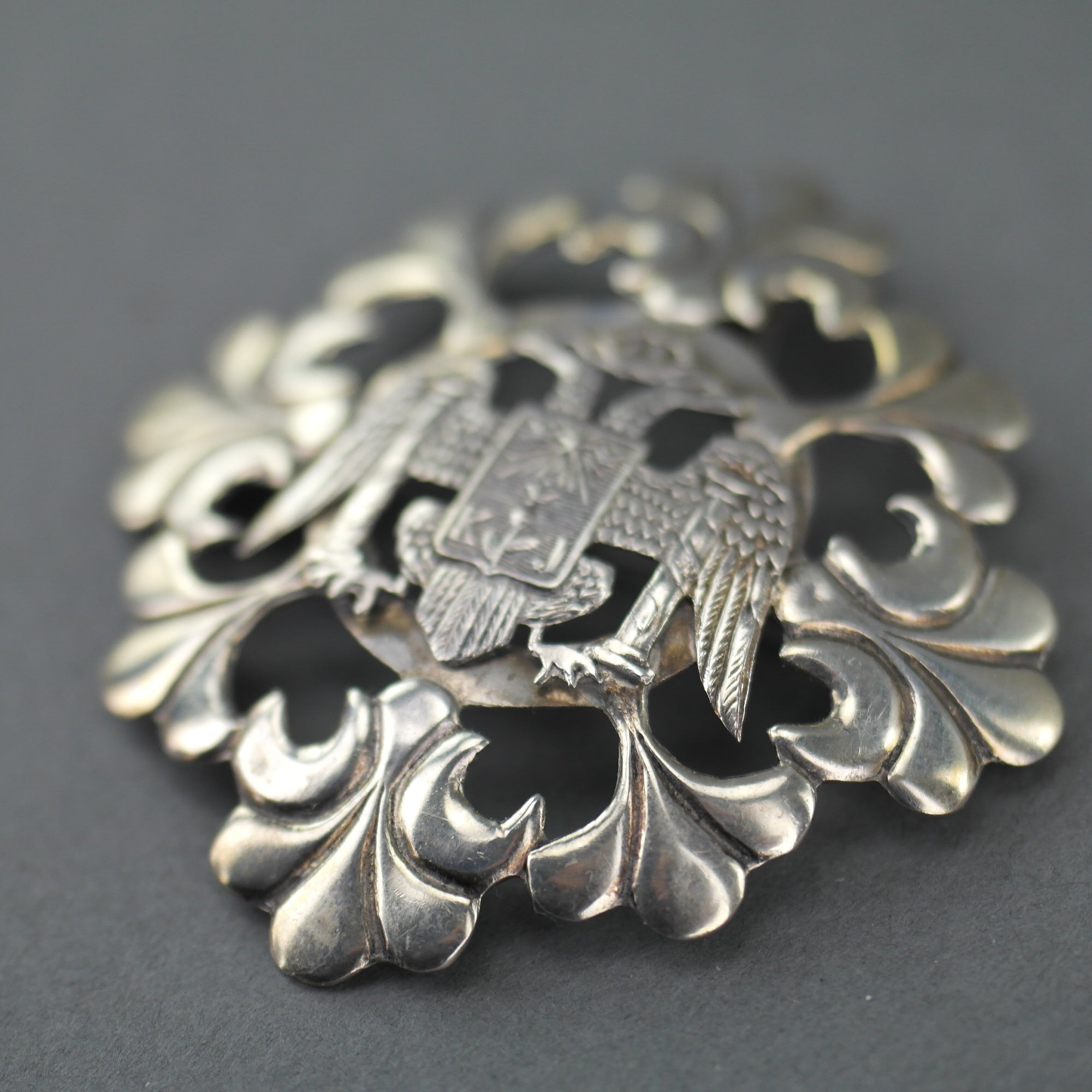 Antique Double Eagle pin Brooch with Coat of Arms of Lima, Peru - This is the true signal of the kings