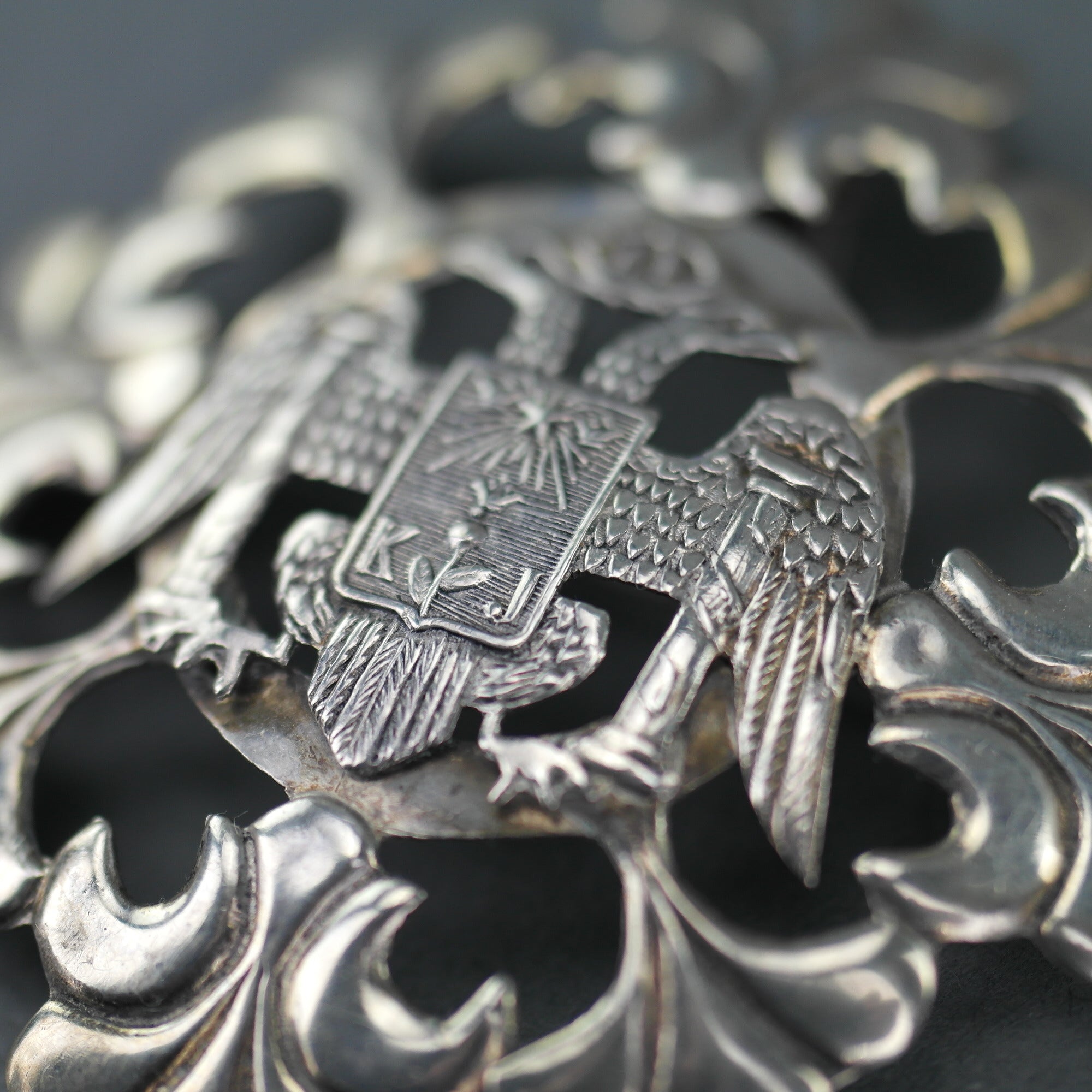 Antique Double Eagle pin Brooch with Coat of Arms of Lima, Peru - This is the true signal of the kings